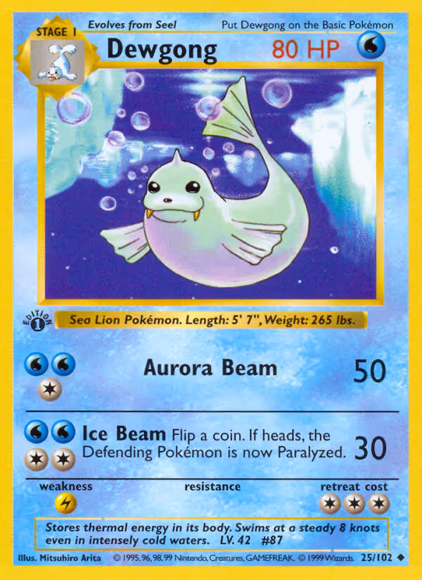 Dewgong 25/102 Pokemon card