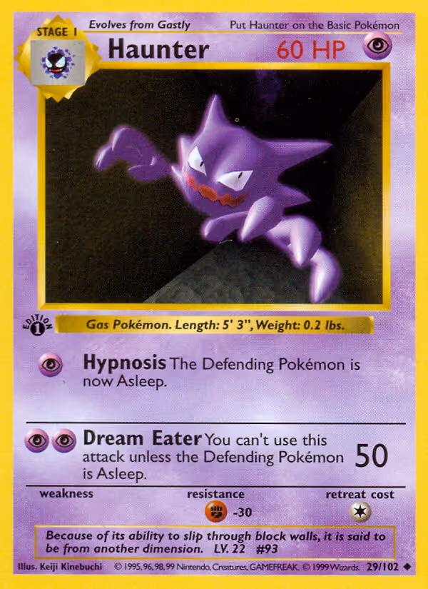 Haunter 29/102 Pokemon card
