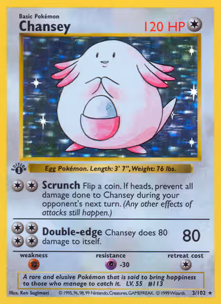 Chansey 3/102 Pokemon card