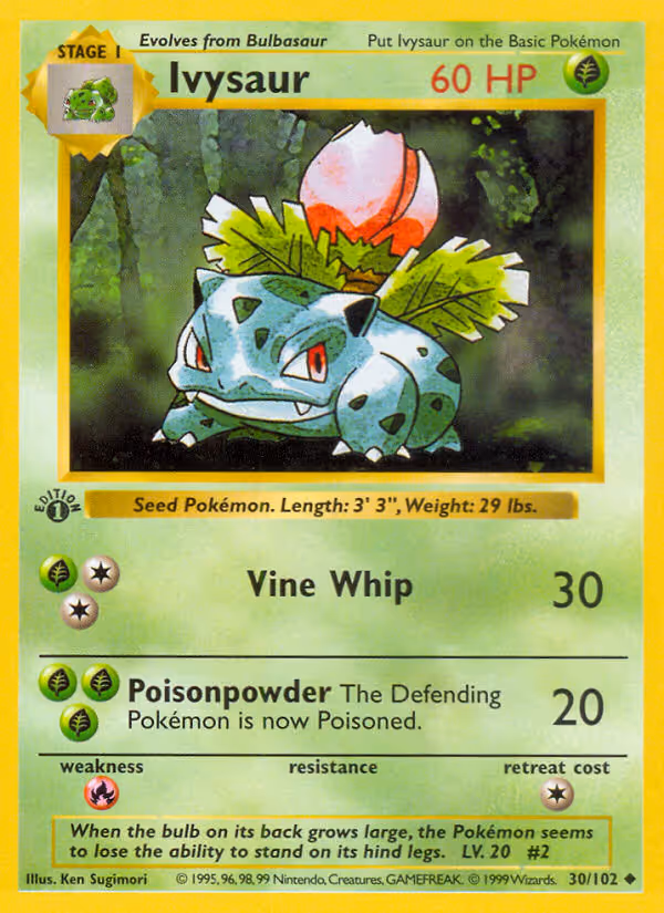 Ivysaur 30/102 Pokemon card