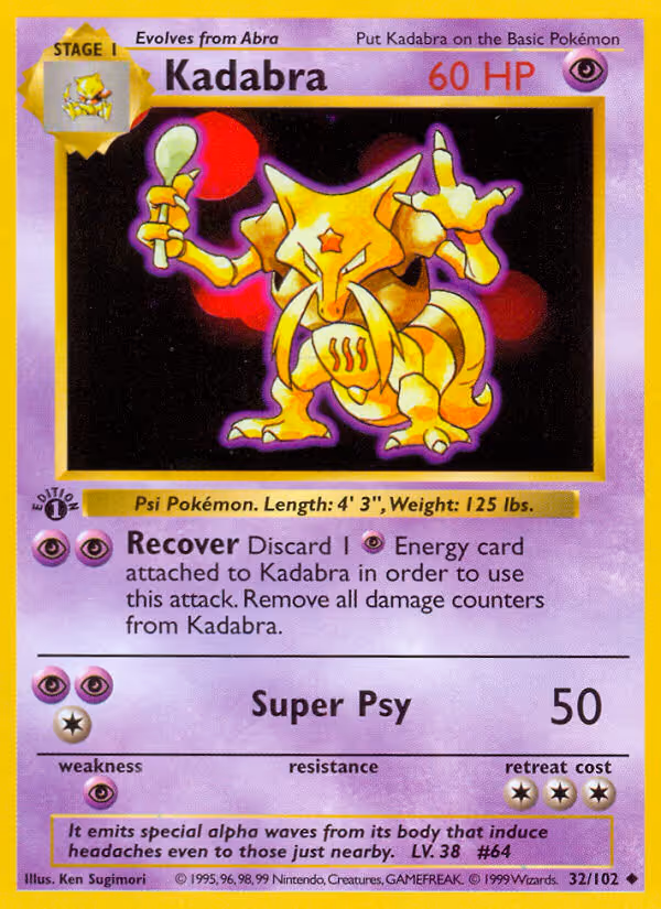 Kadabra 32/102 Pokemon card