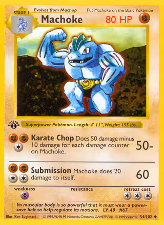 Machoke 34/102 Pokemon card