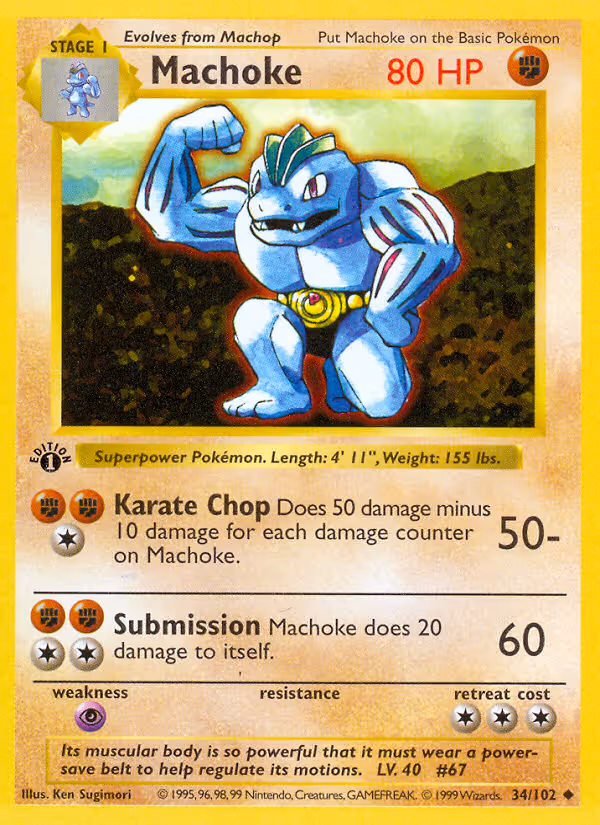Machoke 34/102 Pokemon card