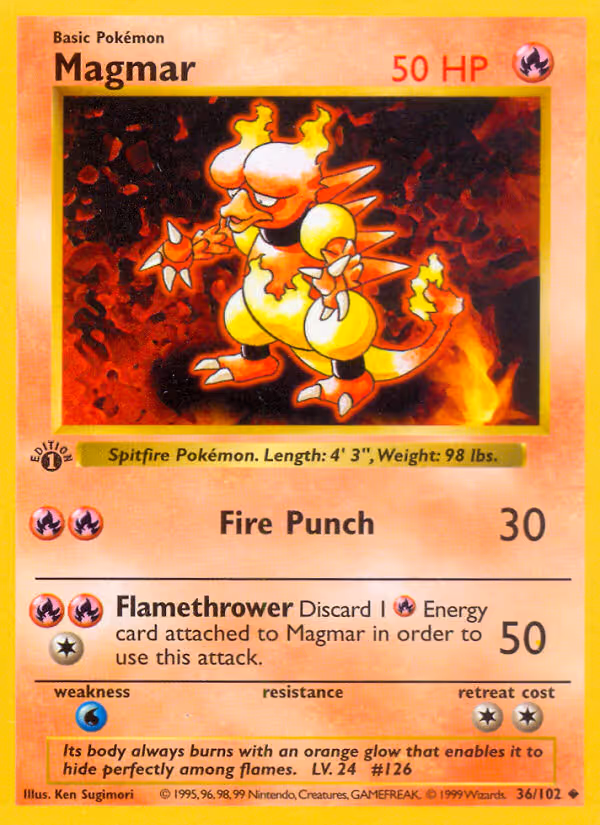 Magmar 36/102 Pokemon card