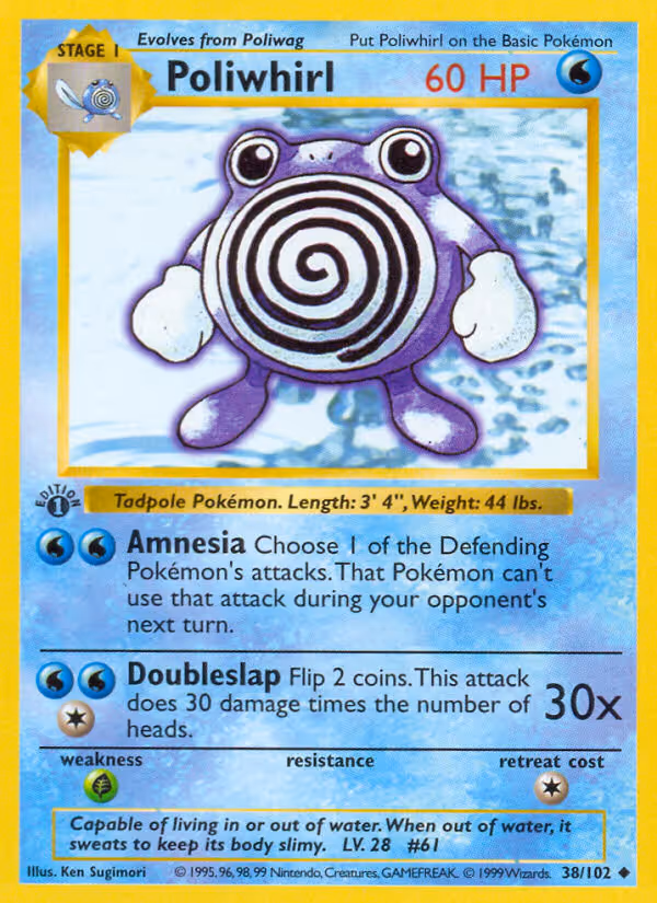 Poliwhirl 38/102 Pokemon card