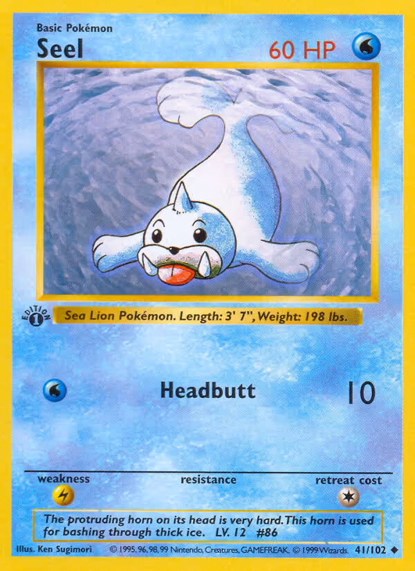 Seel 41/102 Pokemon card
