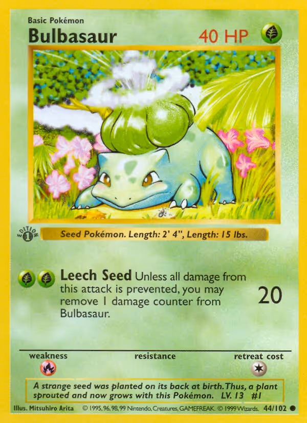 Bulbasaur 44/102 Pokemon card