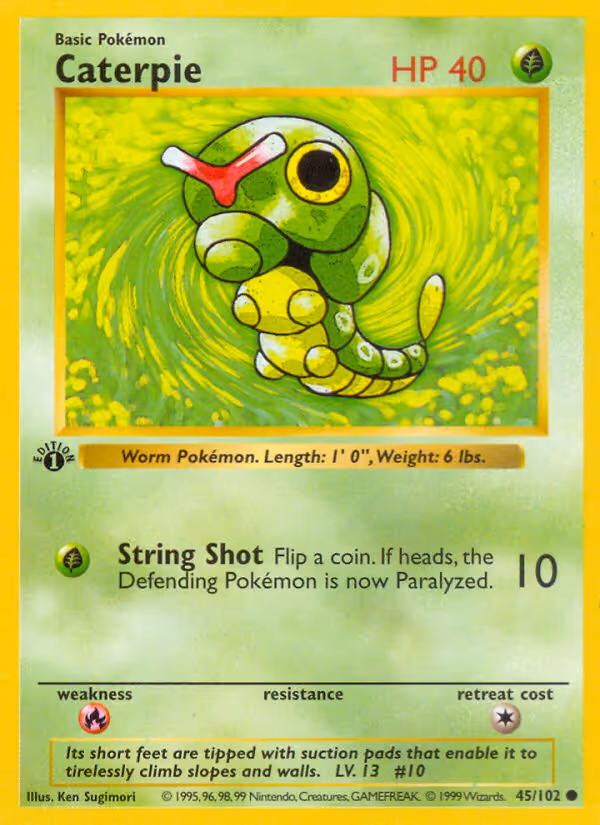 Caterpie 45/102 Pokemon card