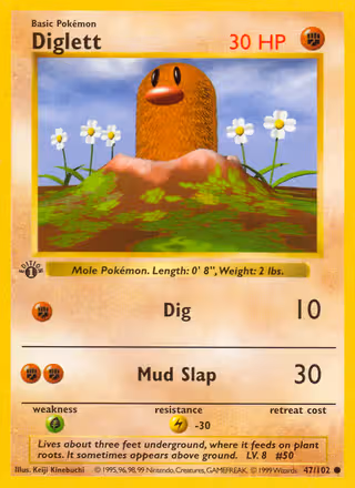 Diglett 47/102 Pokemon card