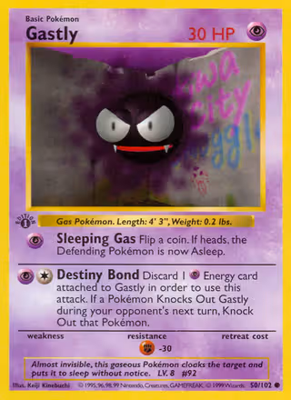 Gastly 50/102 Pokemon card