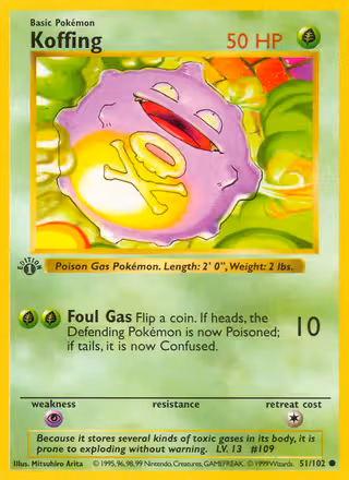 Koffing 51/102 Pokemon card