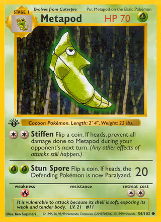 Metapod 54/102 Pokemon card