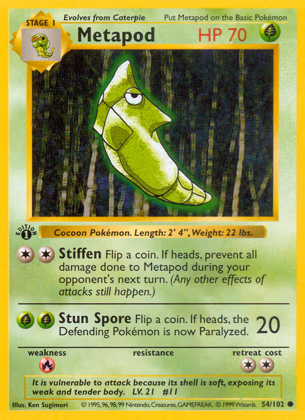 Metapod 54/102 Pokemon card