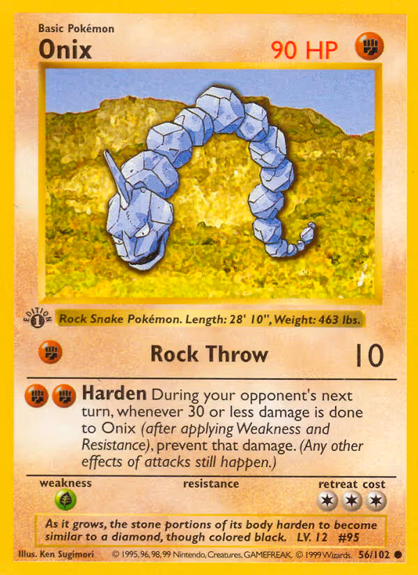 Onix 56/102 Pokemon card