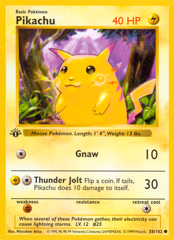 Pikachu 58/102 Pokemon card