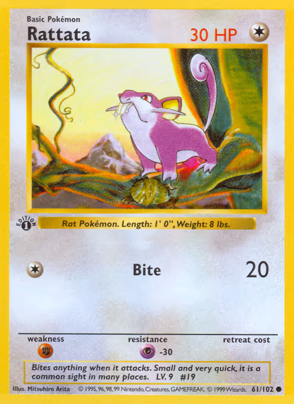 Rattata 61/102 Pokemon card