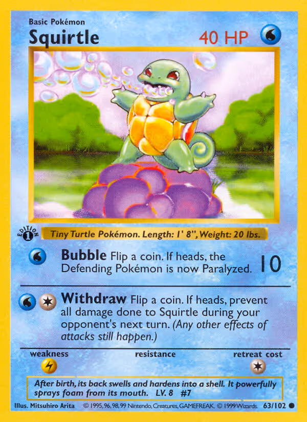 Squirtle 63/102 Pokemon card