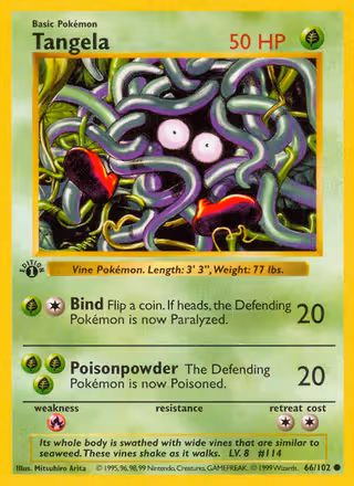 Tangela 66/102 Pokemon card