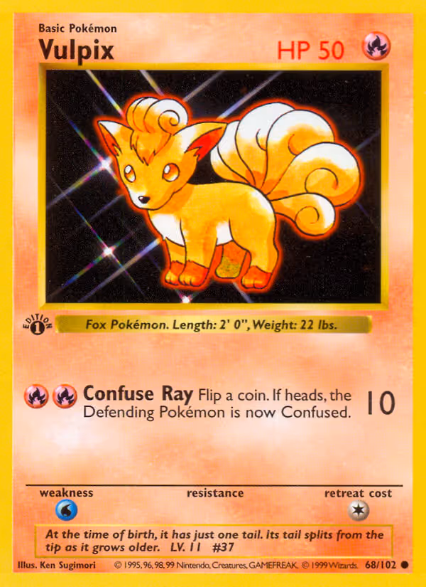 Vulpix 68/102 Pokemon card