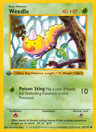 Weedle 69/102 Pokemon card