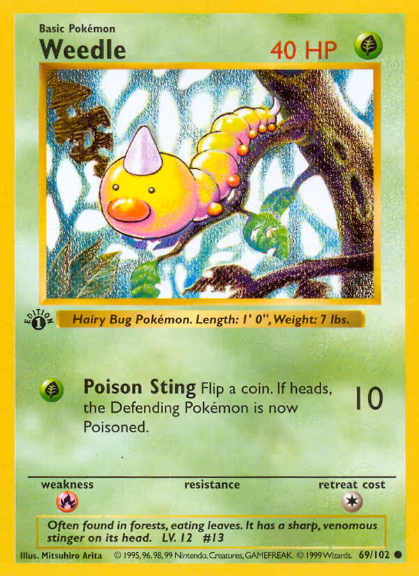 Weedle 69/102 Pokemon card