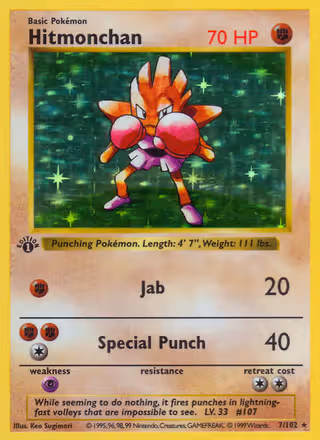 Hitmonchan 7/102 Pokemon card