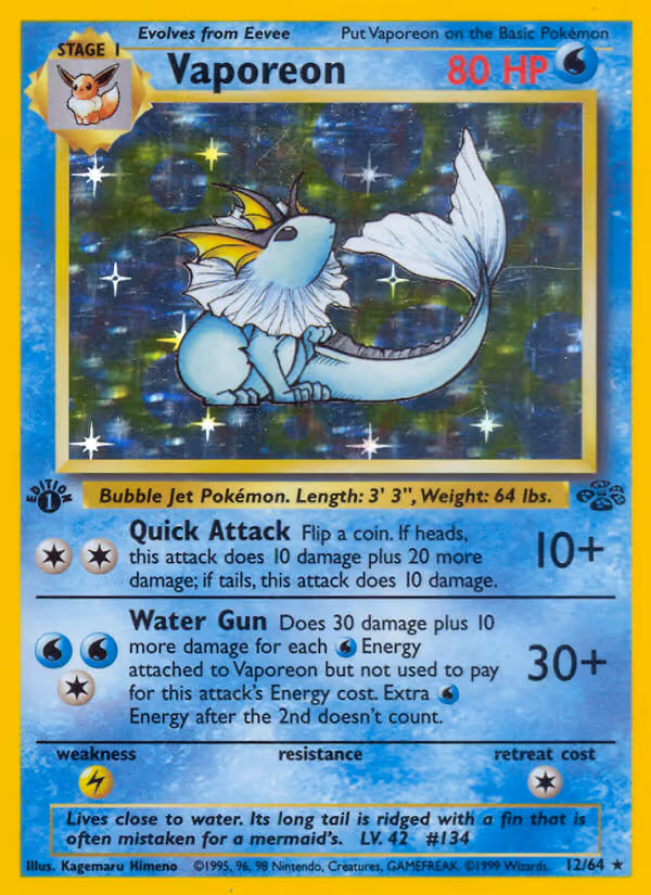 Vaporeon 12/64 Pokemon card