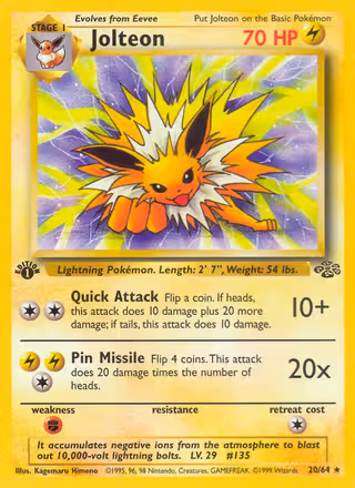 Jolteon 20/64 Pokemon card
