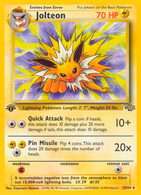 Jolteon 20/64 Pokemon card