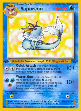 Vaporeon 28/64 Pokemon card