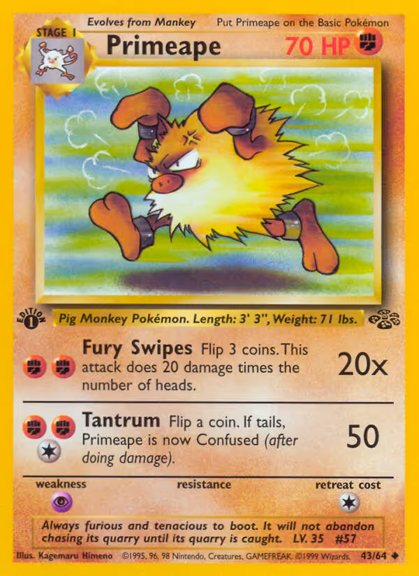 Primeape 43/64 Pokemon card