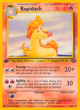 Rapidash 44/64 Pokemon card