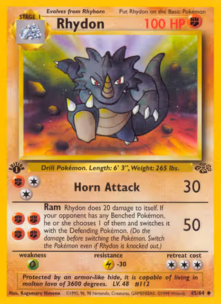 Rhydon 45/64 Pokemon card