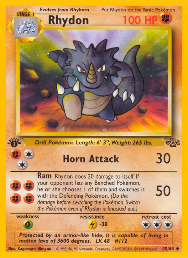 Rhydon 45/64 Pokemon card