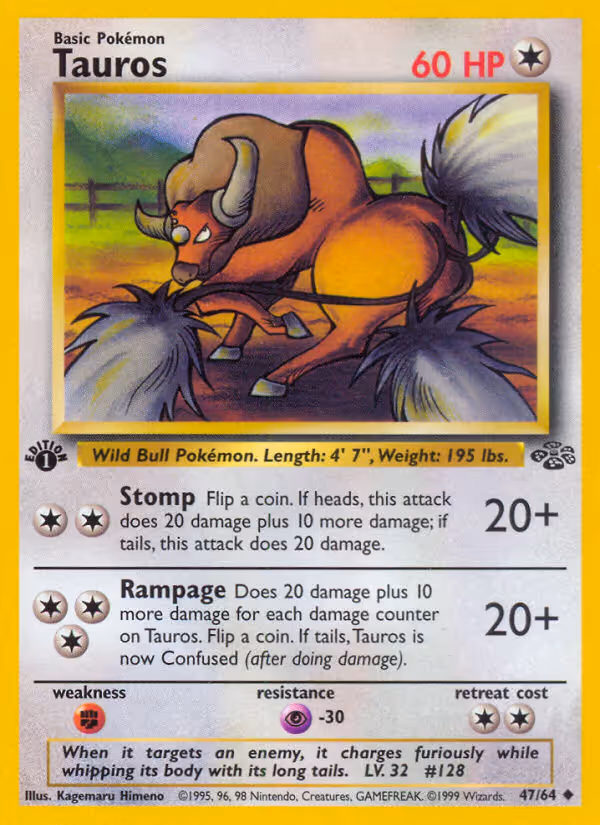 Tauros 47/64 Pokemon card