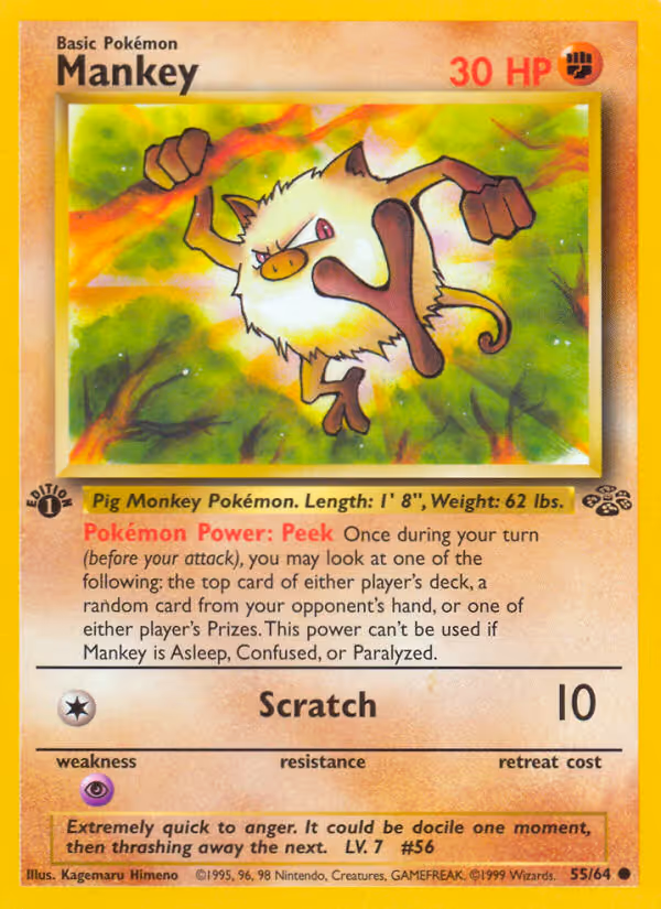Mankey 55/64 Pokemon card