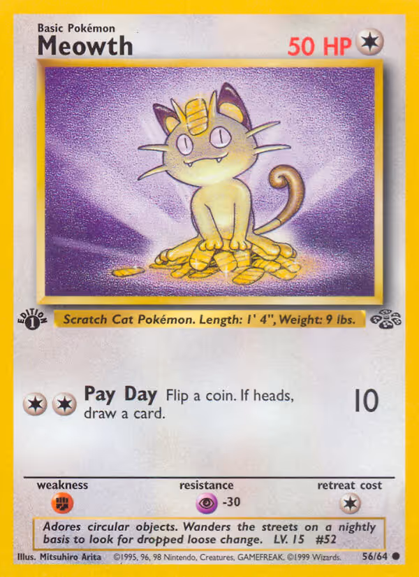 Meowth 56/64 Pokemon card