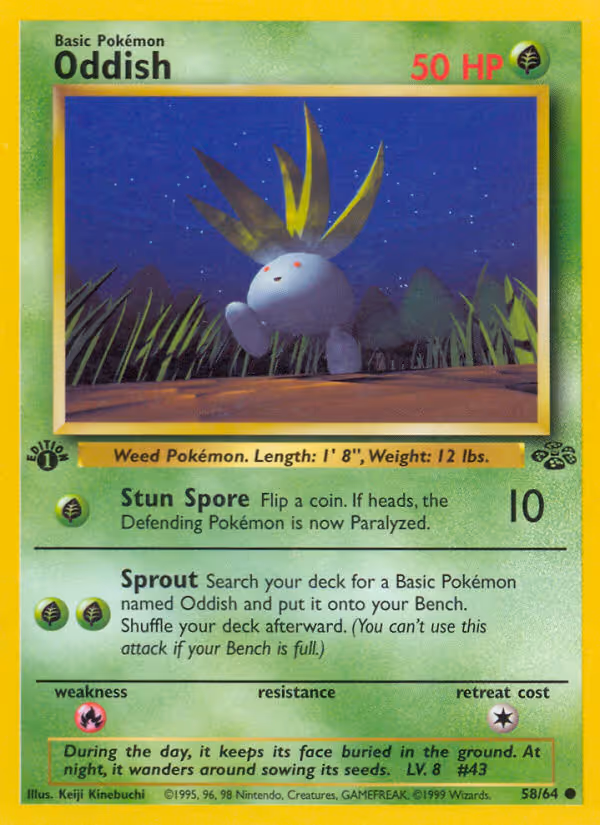 Oddish 58/64 Pokemon card