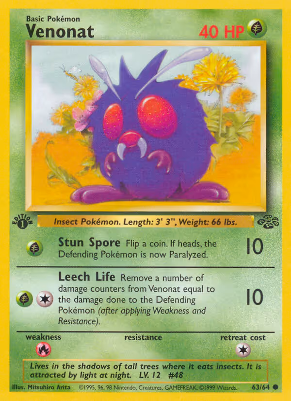 Venonat 63/64 Pokemon card