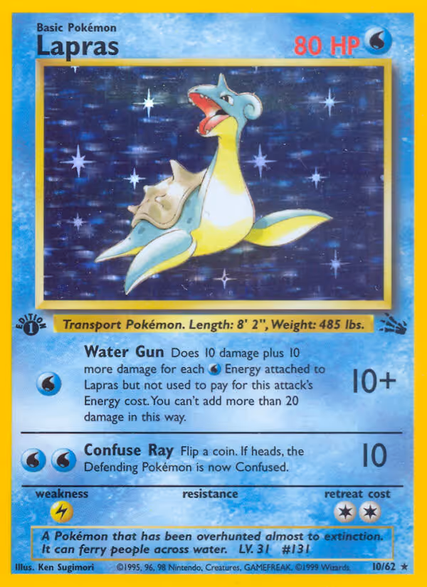 Lapras 10/62 Pokemon card