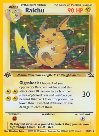 Raichu 14/62 Pokemon card