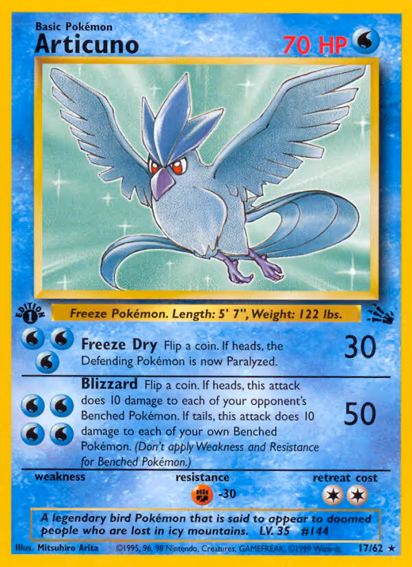 Articuno 17/62 Pokemon card