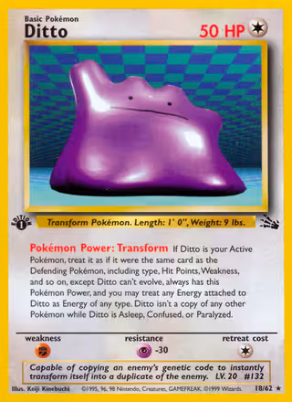 Ditto 18/62 Pokemon card