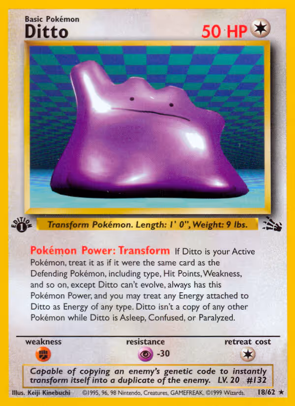 Ditto 18/62 Pokemon card