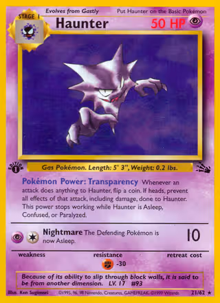 Haunter 21/62 Pokemon card
