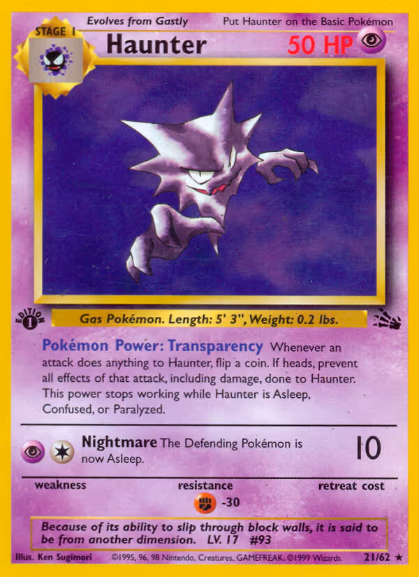 Haunter 21/62 Pokemon card