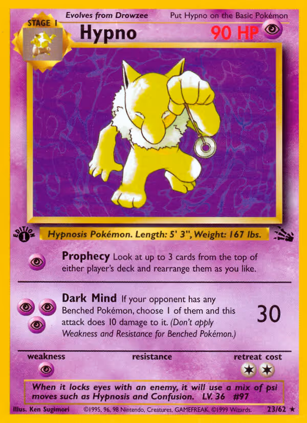 Hypno 23/62 Pokemon card