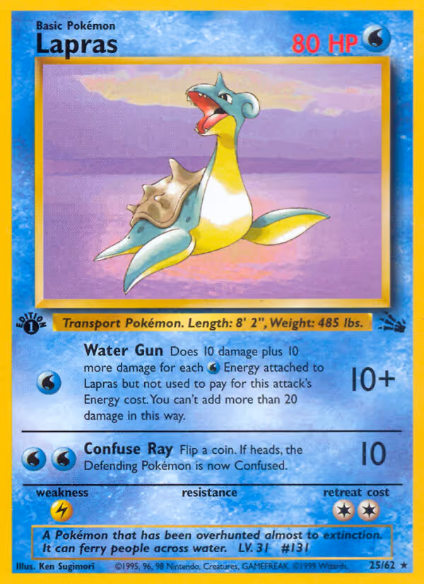 Lapras 25/62 Pokemon card