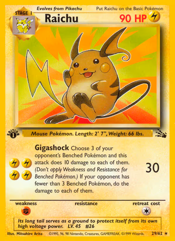 Raichu 29/62 Pokemon card