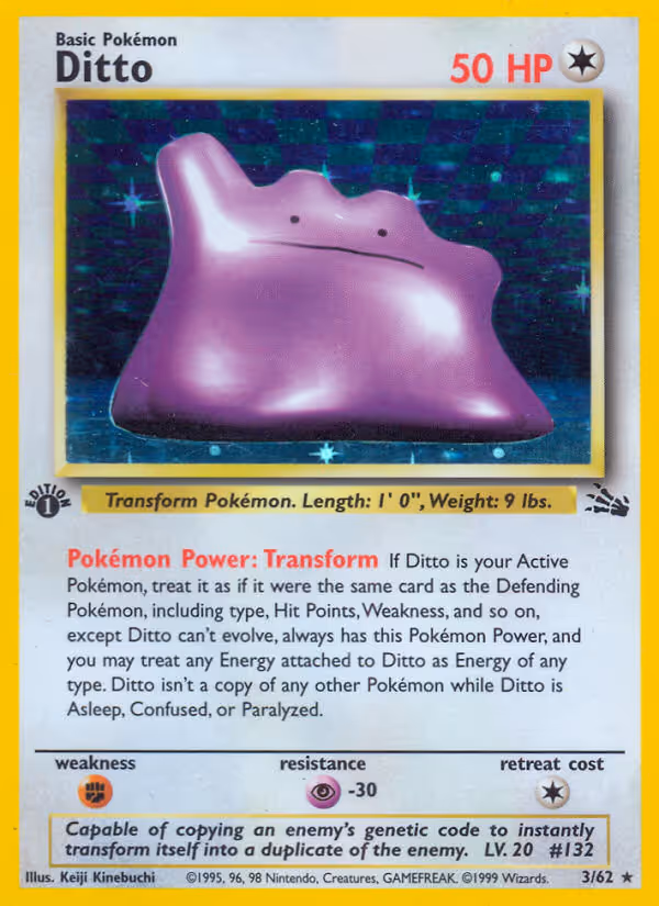 Ditto 3/62 Pokemon card